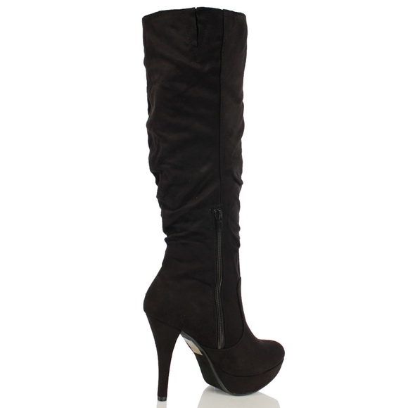 Size 10 Black faux suede slouchy knee high boot - Picture 4 of 8
